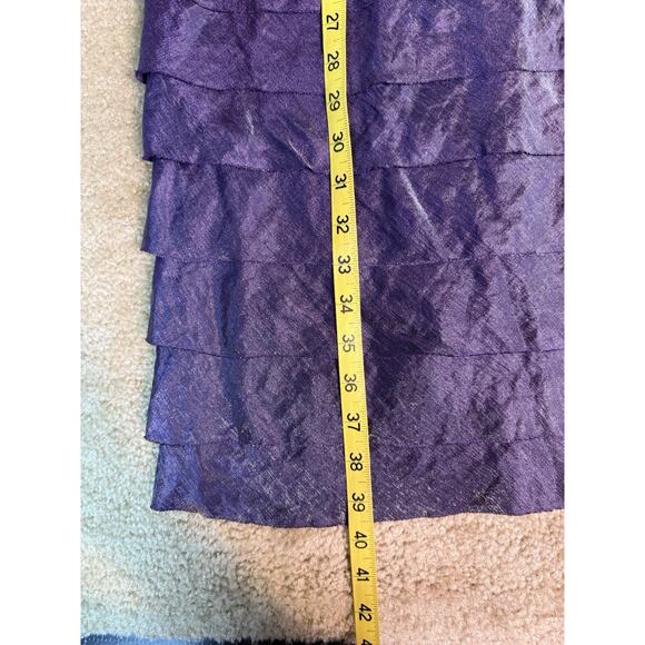 London Times Women Purple Dress Size 8 Floral Ruched Midi Sleeveless D176 - Picture 12 of 13